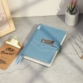 Miniatyrbild 4 av 5: Denim Journal med lås för kvinnor, påfyllningsbar låsbar journal för vuxna B6 anteckningsbok med låskombination, 5,5 x 7,9 tum, blå