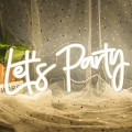 Miniatyrbild 1 av 5: Let's Party LED-neonskylt, varmvit neonskylt för väggdekor, USB-driven upplyst skylt med strömbrytare för kafé, bar, kök, restaurang, heminredning
