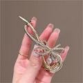 Miniatyrbillede 4 af 4: Hårklemme Fransk Perle Rhinestone Twist Bananhårklemme Dame Hårtilbehør #19