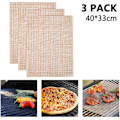 Miniatyrbilde 1 av 5: 3 stk BBQ Grill Mesh Matte Non Stick Grillark Liners Grillmatter Nonstick Fisk Grønnsak Røyking Tilbehør Gass-Brun