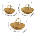 Miniatyrbillede 3 af 5: Samlekurv med buede ringe, håndvævet bærepose til indsamling af produkter, blomsterudstilling, rumopbevaring brun L