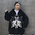 Miniatyrbillede 3 af 5: Dame Full Zip Up Hoodie Halloween Langærmet Grafisk Jakke Goth Sweatshirt Pige Gadetøj (Farve: Mørkegrå, Sort. Størrelse: XL)