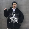 Miniatyrbillede 3 af 5: Kvinde Full Zip Up Hoodie Halloween Langærmet Grafisk Jakke Goth Sweatshirt Pige Gadetøj (Farve: Mørkegrå, Sort. Størrelse: M)