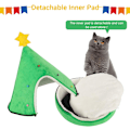 Miniatyrbild 5 av 5: Kattbädd Julgran Katt Tält Hus Självvärmning 2 i 1 Avtagbar Bekväm Triangel Husdjur Tipi Jul Hundgrotta på vintern (Grön)