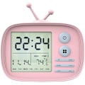 Miniatyrbild 1 av 2: Barnväckarklocka, LED digital väckarklocka, söt tecknad TV-väckarklocka med snooze/uppladdningsbar/temperaturdisplay, rosa (färg: rosa)