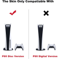 Pikkukuva 2 / 2: PS5 Disc Edition -konsolin ja langattomien ohjaimien tarra, täydellinen suojakalvosarja vinyylistä valmistettu tarra PS5 Disc Editionille (musta)