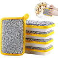 Miniatyrbild 1 av 8: Disksvamp, dubbelsidig köksdisktrasa, absorberande svamp för flera ändamål, diskrengöringsdyna för skålar, diskmaskin för kök 5pcs