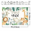 Pikkukuva 4 / 5: Kaksi villiä syntymäpäivän taustakangas 7x5ft Viidakon teema Safarieläimet 2. syntymäpäivän taustabanneri Vinyyli Pojan tytön 2-vuotiaan syntymäpäiväjuhlan koristeet (7x5ft)
