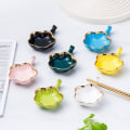 Miniatyrbillede 4 af 4: Multifunktionelle saucer til dipping, keramiske dyppeskåle, små dyppeskåle til sauce, spisepindsstativer - sort - 11x7x2,3cm