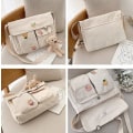 Miniatyrbillede 2 af 5: Canvas Crossbody Messenger Bag med Pin og Vedhæng til Damer og Piger - Casual Skuldertaske til Æstetik