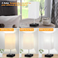 Miniatyrbillede 2 af 5: 3-Farvet Bedside Lampe med USB Port og AC Stikkontakt Bordlamper til Soveværelse Natbordlamper med Blå Skærm Sort Metal Bedlampe