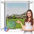 Window net with strong magnetic attachment. Grey magnetic fiberglass window net