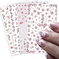 Miniatyrbild 1 av 5: Blomster Nagelsticker Dekaler 4 Ark Vita Körsbärsblommor Nagelkonst Tillbehör 3d Självhäftande Nageldekoreringar Tillbehör Diy Akryl Nagelkonst Ap
