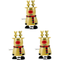 Miniatyrbilde 1 av 4: 3 stk mini dyreleker gule gaver mini leketøy jule strømpe stuffer jule opptrekk leketøy xmas dyr praktiske vitser prop gul gående elg leketøy