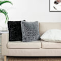 Miniatyrbillede 4 af 5: Et sæt med 2 pudebetræk 20x20, sort fluffy pudebetræk, luksuriøst kunstpels firkantet sofa pudebetræk, sofa, stue, soveværelse, uden pudebetræk