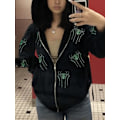 Miniatyrbilde 3 av 5: Kvinners Full Zip Up Hoodie Halloween Langærmet Grafisk Jakke Goth Genser Jente Streetwear（Størrelse：M）