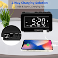 Miniatyrbild 5 av 5: K5 Bluetooth-väckarklockradio, USB-spelare, steglös dimmer, dubbla separata larm med helgläge, sömntimer, USB C-laddare, batteribackup