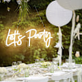 Miniatyrbild 2 av 5: Let's Party LED-neonskylt, varmvit neonskylt för väggdekor, USB-driven upplyst skylt med strömbrytare för kafé, bar, kök, restaurang, heminredning