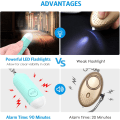Miniatyrbillede 4 af 5: Personlig sikkerhedsalarm til kvinder - 130DB sikker lyd personlig alarm - Personlig sikkerhedsalarm nøglering med LED-lys - Blå, 2-pak