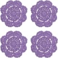 Pitsiset pyöreät virkatut lasinaluset, käsintehty, 4 tuumaa, 4 kpl (violetti)