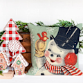 Miniatyrbilde 4 av 5: Juleputetrekk Nisse Snømann Pyntetrekk God Jul La Det Snø Pyntetrekk, 18 x 18 Tommer, 4 Pakker