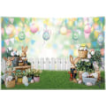 Miniatyrbilde 1 av 4: 7x5ft Holdbar Stoff Påske Fotografi Bakgrunn Vår Hage Blomster Stativ Gjerde Egg Gress Bakgrunn Floral Kanin Gobelin Fotokabin
