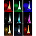 Miniatyrbillede 5 af 5: Eiffeltårn Natlampe Indbygget Farveskift Skrivebord Soveværelse Dekoration LED Lampe Farverig Paris Mode Stil Akryl 19 cm Kagepynt