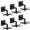 6-pack Black Self-Adhesive Hooks - 360° Rotatable Kitchen & Bathroom Organizer for Utensils, Towels & Tools with Rotating Vertical Hooks
