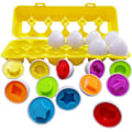 Miniatyrbilde 1 av 5: Matchende egg 12 stk sett påskeegg - pedagogiske farge- og formgjenkjenningssorterer ferdighetsstudieleker, lærende leketøysgave for småbarn 1 2 3 år gammel