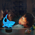 Miniatyrbilde 3 av 5: Shark 3D Illusion Night Light Animal Touch Table Desk Lamp, med fjernkontroll 16 farger optisk USB LED nattlys for barn feriegave