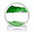 Miniatyrbild 1 av 9: Flytande sandmålning, uppgraderad 3D djuphavsandscen flytande dynamisk display med LED-lampor, hemmakontors skrivbordsdekoration Green quicksand light