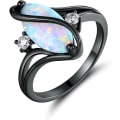 Pikkukuva 1 / 3: Plated Created Ruby, White Fire Opal & Cubic Zirconia Accents Ring