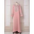Miniatyrbillede 1 af 5: Kvinde kjole broderet badekåbe med elegant temperament (Pink,L) Pink L