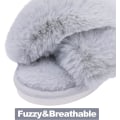 Miniatyrbillede 3 af 5: Dames Fuzzy Hjemmesko Krydsbånd Memory Foam Hjemmesko Åben Tå (Størrelse: 7-8)
