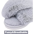 Miniatyrbillede 3 af 5: Dames Fuzzy Hjemmesko Krydsbånd Memory Foam Hjemmesko Åben Tå (Størrelse: 9-10)
