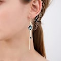 Miniatyrbilde 2 av 2: Retro Påfugl Krystall Øredobber Elegant Lange Brude Duske Øredobber Dame Smykker Blå