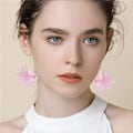 Miniatyrbilde 4 av 4: Boho Rose Petal Dangle Resin Øredobber - Lange Dråpe Akryl Lagdelt Blomster Øredobber - Statement Overdrevne Blomster Duske Øredobber for Kvinner og Jenter