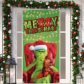 Miniatyrbilde 3 av 5: Juledeksel for dør, Merry Grinchmas-skrift, skilt for veranda, vinter, nyttår, juledekorasjoner og -rekvisita til hjemmefest