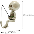 Miniatyrbillede 3 af 5: Fiskeri Skelet Figuriner Skelet Fisker Statue Resin Miniature Halloween Fe Haves Have Statue Samleobjekter til Have Plæne Dam Pool