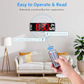 Miniatyrbild 5 av 5: Digital klocka, 13\" stor display digital väggklocka för vardagsrumsdekor, LED stor väggklocka med fjärrkontroll, timer, 12/24H