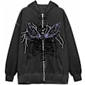 Miniatyrbillede 2 af 5: Dame Full Zip Up Hoodie Halloween Langærmet Grafisk Jakke Goth Sweatshirt Pige Gadetøj (Farve: Mørkegrå, Sort. Størrelse: XL)