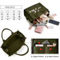 Miniatyrbillede 2 af 5: Tote taske til kvinder - Canvas tote tasker - Tykke canvas crossbody skuldertasker med lynlås og skulderrem til arbejde, skole, rejser og shopping