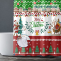 Miniatyrbillede 4 af 5: Rød og grøn julebruseforhæng, glædelig jul julemand snemand juletræ gaver bruseforhæng, 72 x 72 tommer