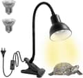 Turtle Heat Lamp For Reptile Aquarium, Turtle With 2 Uva Uvb Bulb Backlight Adjustable 360 Degree Rotation Clip For Turtle Snake