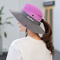 Miniatyrbillede 3 af 4: Dame Ponytail Safari Solhat Mesh Bred Krem Solbeskyttelse Udendørs Spand Hat Sammenfoldelig Strand Sommer Fiskeri Hat