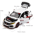 Pikkukuva 2 / 4: Diecast-auto 1/32 Honda Civic Type-R -malliauto, vetäytyvä leluauto valoilla ja äänillä, malliajoneuvot