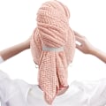Miniatyrbillede 1 af 8: Stort mikrofiberhåndklæde til kvinder, anti-frizz håndklæde med elastik | Super absorberende | Speed ​​Håndklæde Pink