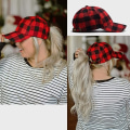 Miniatyrbilde 3 av 5: Unisex Buffalo-Plaid Baseball-Hat Rød-Svart-Rutete Ball-Cap for Kvinner Menn