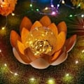 Miniatyrbillede 1 af 5: Solcelledrevet Lotus Blomster Have Lys Udendørs Smuk Lyseffekt Gennem Knust Glas (1 stk)