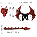Miniatyrbild 3 av 5: Drakdräkt för barn pojkar flickor, CRTEPST drake vinge svans mask set, Halloween dinosaurie cosplay set för barn (lila)